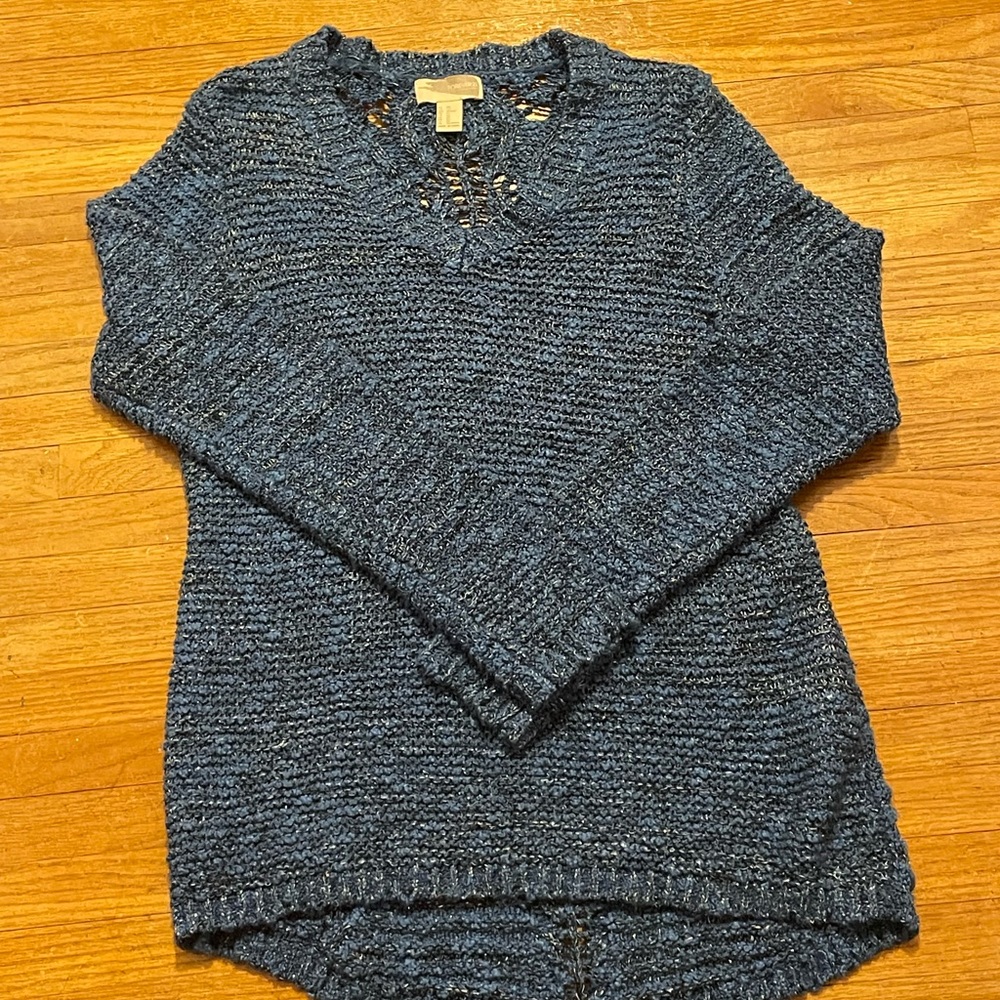 Forever21 Blue Sweater with Silver Metallic Yarn Size XS